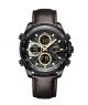 Timezone Aurora Crest Watch For Men (TZ-1303)-Black Bezel - Dark Brown Strap - On Installments - IS-0205